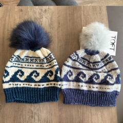 Blue Wave Secret Message Hat by Lake and Prairie Knits knit using Malabrigo Rios and MakerWoolDK by Kristine at The Loopy Ewe