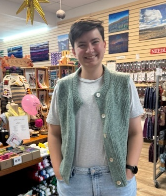 Emily's lovely Roma Vest knit using Sandnes Garn Tynn Silk Mohair and Peer Gynt at The Loopy Ewe