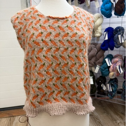 Carrot Patch Sweater by Svetlana Gibadulina knit with The Uncommon Thread Corriedale and Divine Lace at The Loopy Ewe