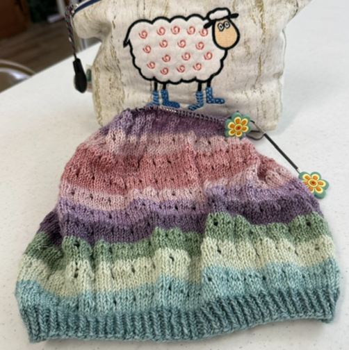 Simply Scrappy Cowl by Helen Stewart knit with MakerWool Merino Fingering at The Loopy Ewe