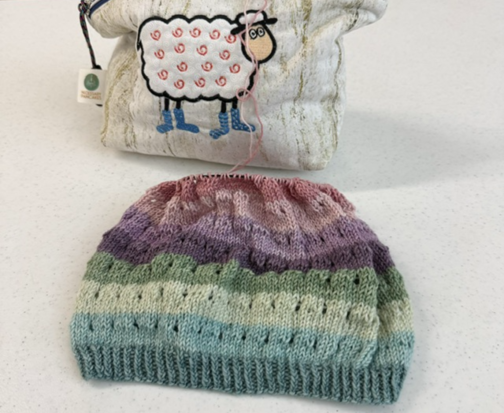 Simply Scrappy Cowl by Helen Stewart knit with MakerWool Merino Fingering at The Loopy Ewe