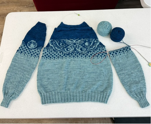 Moon Moth by Natalie Meredith knit using The Uncommon Thread Merino DK at The Loopy Ewe