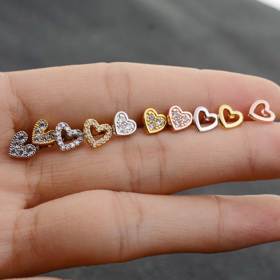 Risna Cute 4 Crystal Polished Rings Hoop Stud Earrings