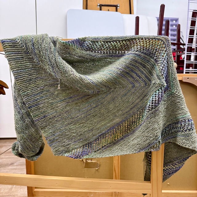 Orienta Shawl by Cory Boberg knit using Malabrigo Sock at The Loopy Ewe