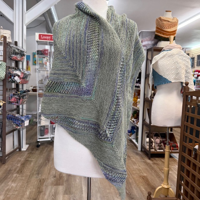 Orienta Shawl by Cory Boberg knit using Malabrigo Sock at The Loopy Ewe