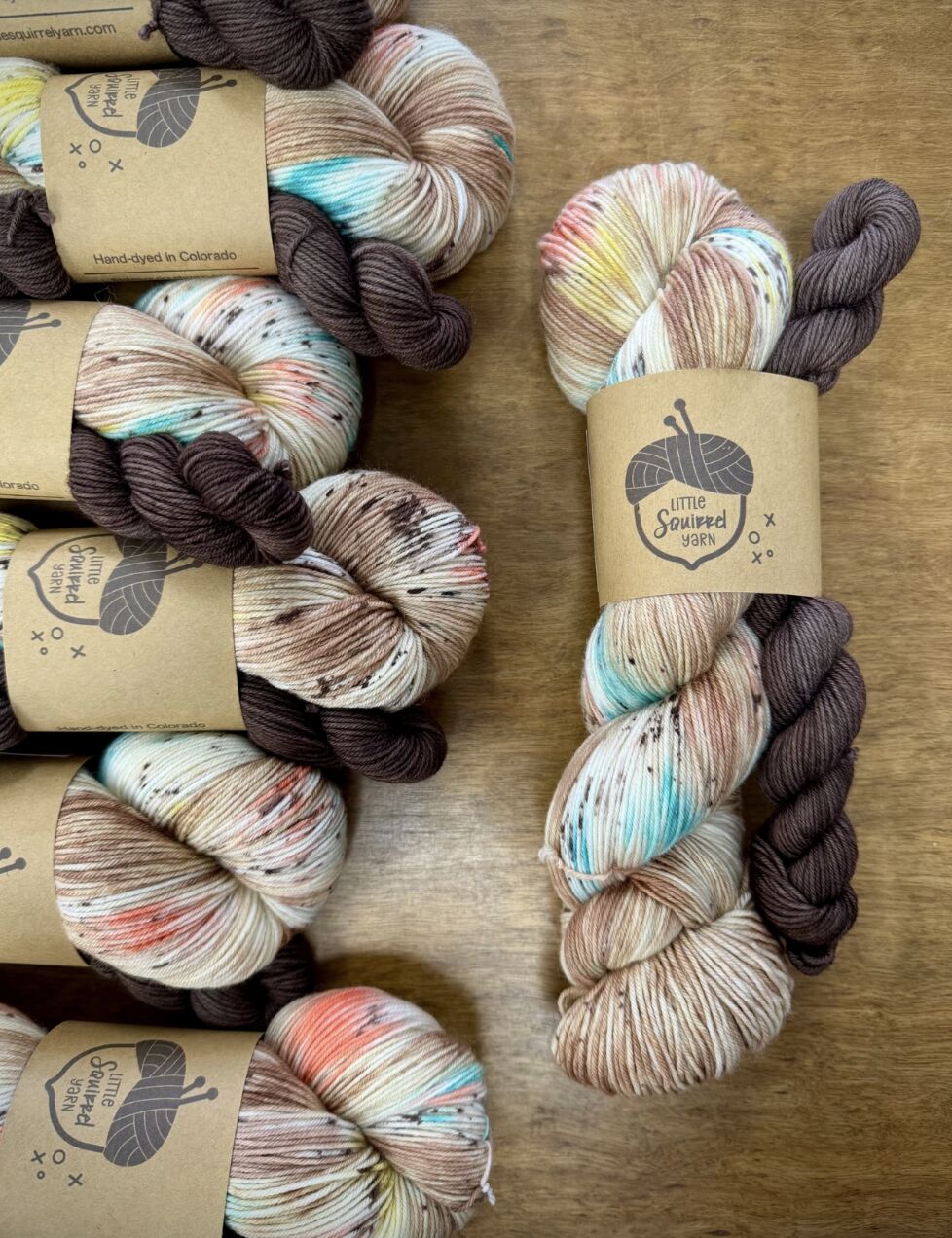 Little Squirrel May Sock Set - Sundae Funday in Oak Sock Fingering at The Loopy Ewe