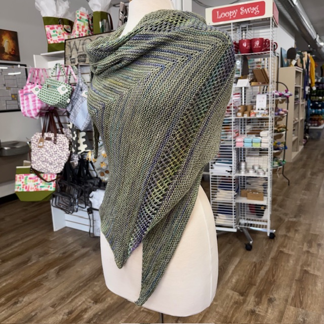 Orienta Shawl by Cory Boberg knit using Malabrigo Sock at The Loopy Ewe
