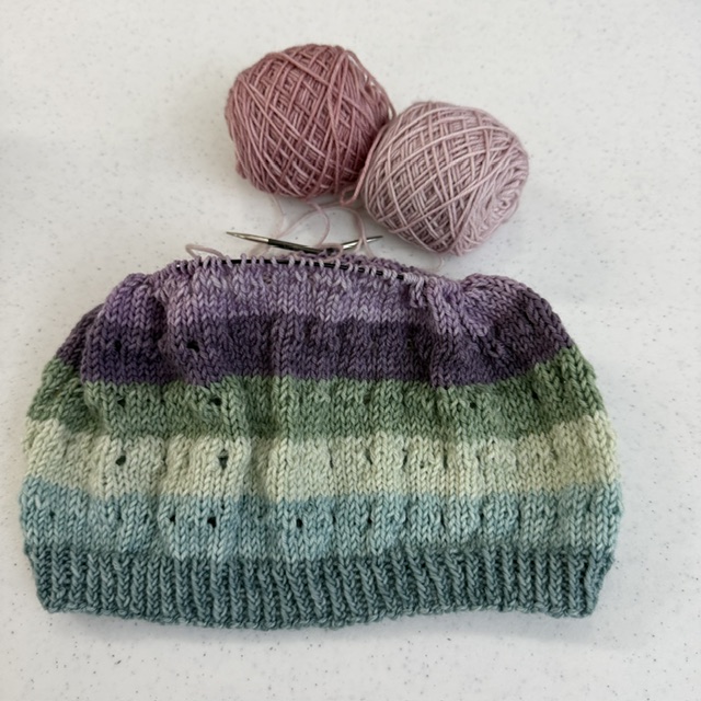 Simply Scrappy Cowl by Helen Stewart knit with MakerWool Merino Fingering at The Loopy Ewe