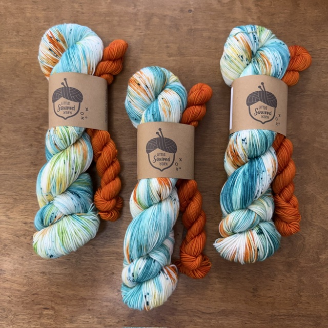 Little Squirrel Yarn July Sock Set, Citrus Splash,  in Fingering Weight at The Loopy Ewe