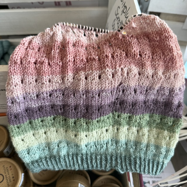 Simply Scrappy Cowl by Helen Stewart knit with MakerWool Merino Fingering at The Loopy Ewe