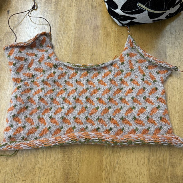 Carrot Patch Sweater by Svetlana Gibadulina knit with The Uncommon Thread Corriedale and Divine Lace at The Loopy Ewe