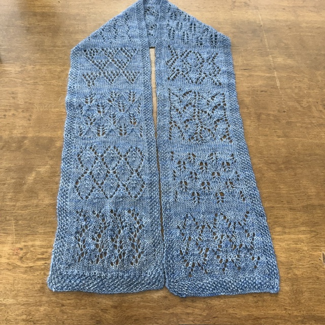 Myrkwood scarf by Lanja Khon-Engheim knit by Mary Kay using JulieSpins Alpaca Silk Cashmere at The Loopy Ewe