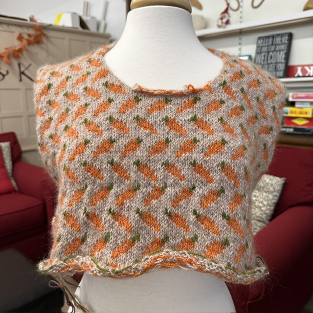 Carrot Patch Sweater by Svetlana Gibadulina knit with The Uncommon Thread Corriedale and Divine Lace at The Loopy Ewe