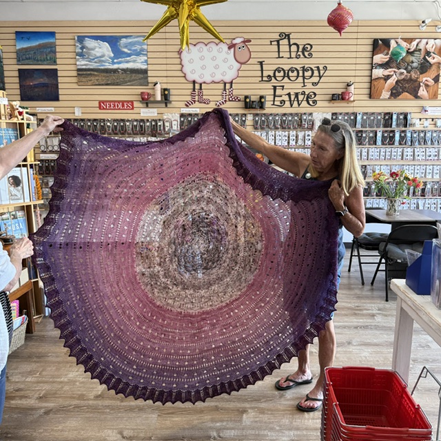 Anthology Throw by Helen Stewart knit using multiple yarns (including Malabrigo Sock) by Doris at The Loopy Ewe