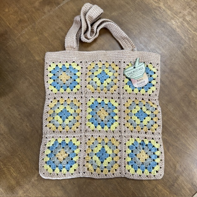 Crochet market bag with Chemisfree Eden Cotton at The Loopy Ewe