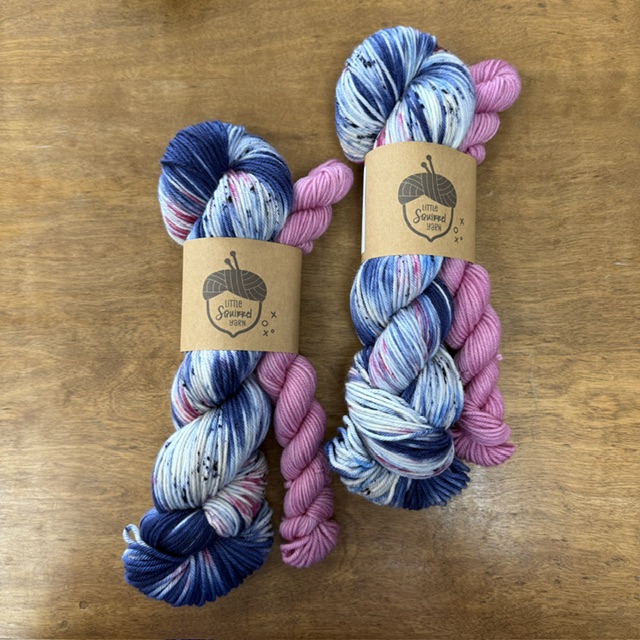Little Squirrel Yarn September Sock Set Berry-Navy in DK weight at The Loopy Ewe