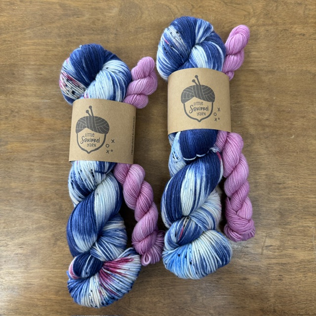 Little Squirrel Yarn September Sock Set Berry-Navy in Fingering weight at The Loopy Ewe