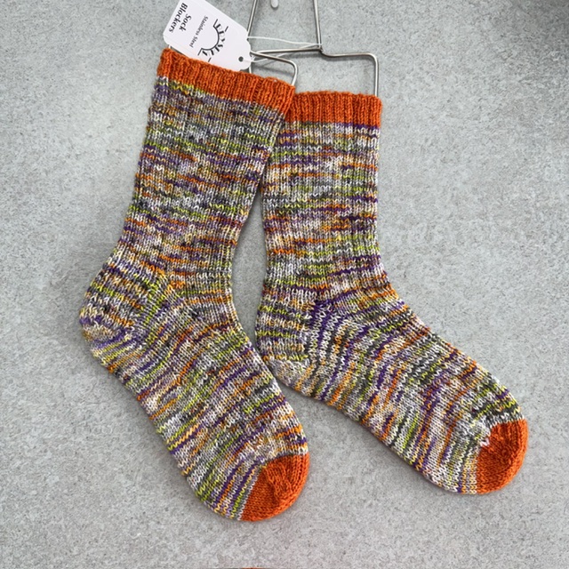 I Heart Harvest Socks by Shelley Stone knit using Little Squirrel Yarn Sock Sets at The Loopy Ewe
