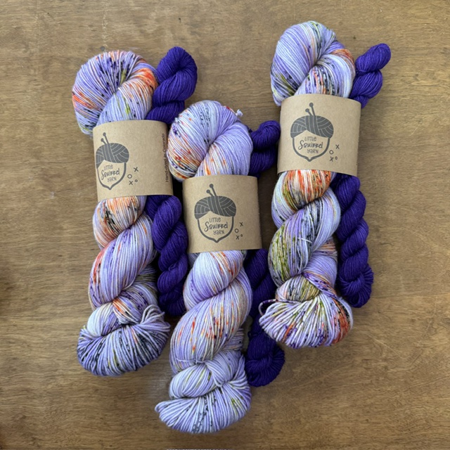 Little Squirrel Yarn October Sock Set Purple People Eater in Fingering at The Loopy Ewe